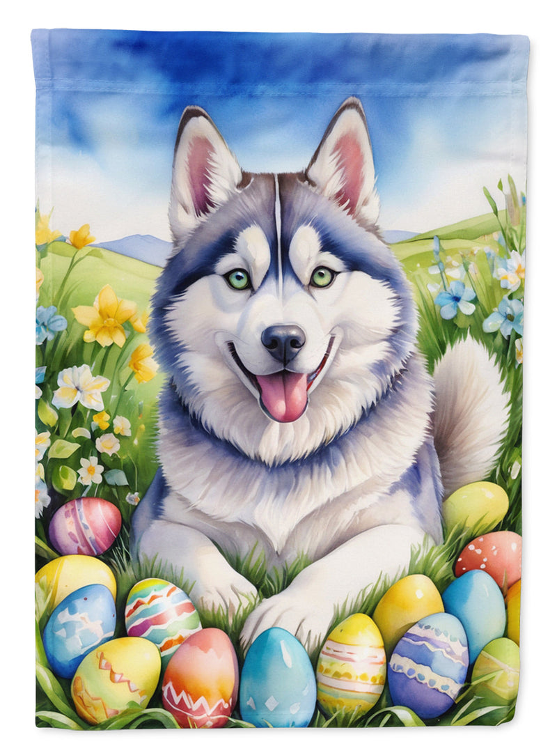 Siberian Husky Easter Egg Hunt House Flag