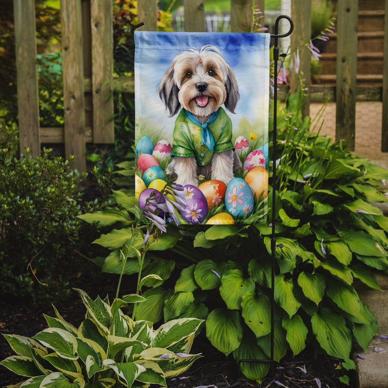 Tibetan Terrier Easter Egg Hunt Garden Flag