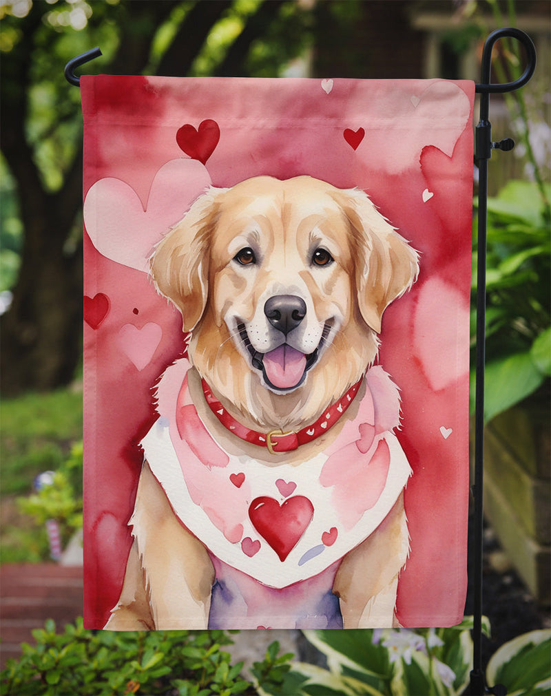 Golden Retriever My Valentine Garden Flag