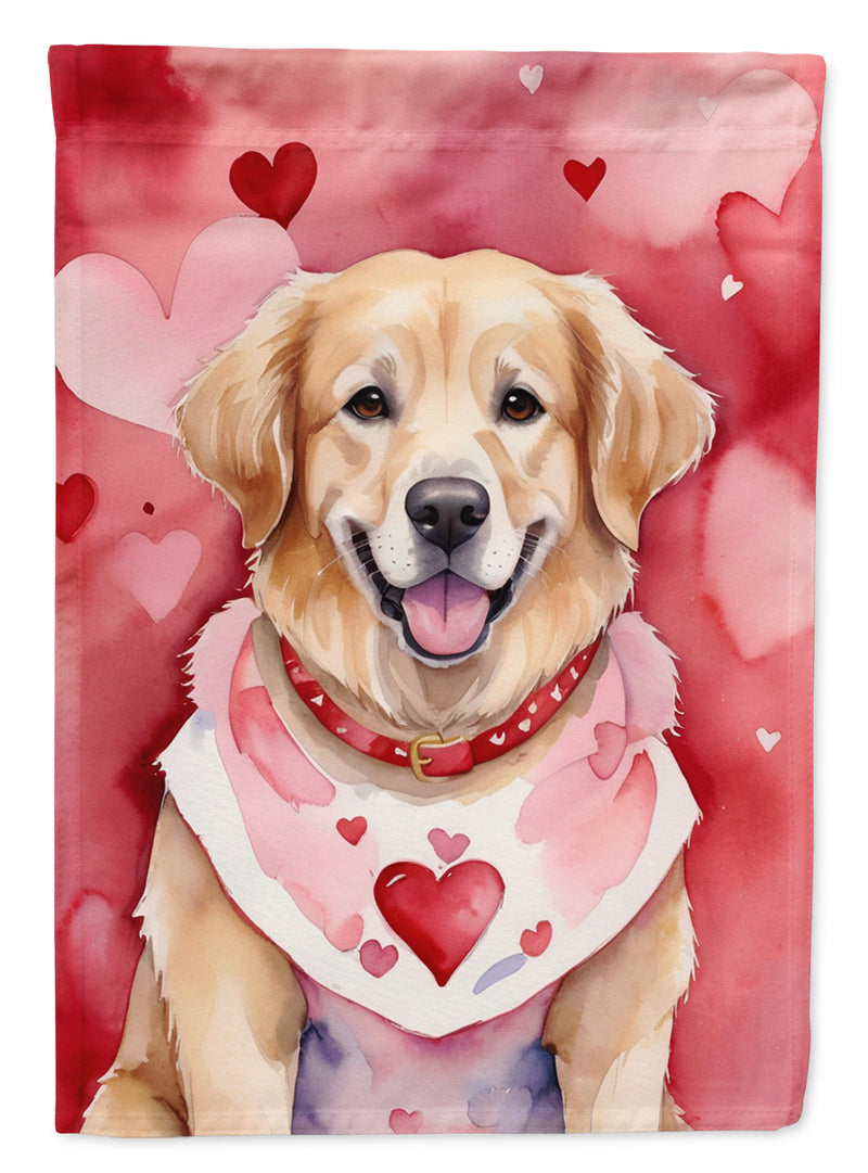 Golden Retriever My Valentine Garden Flag