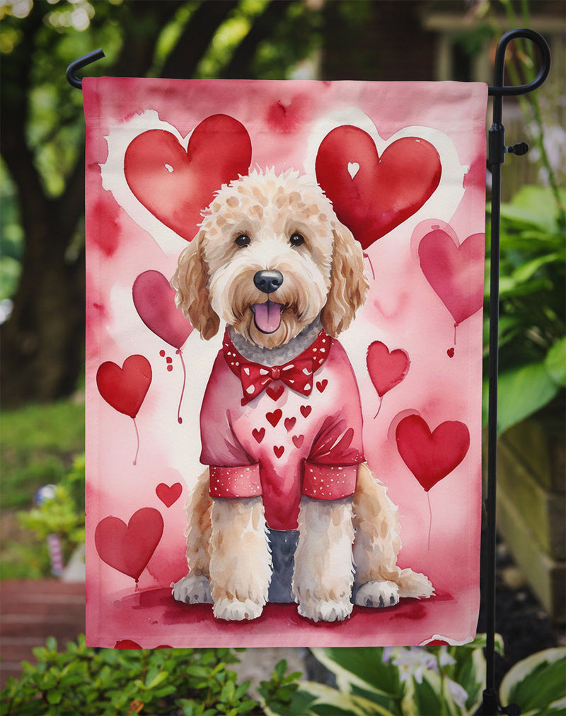 Goldendoodle My Valentine Garden Flag