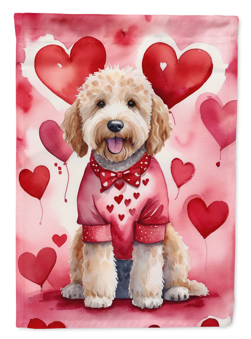 Goldendoodle My Valentine Garden Flag