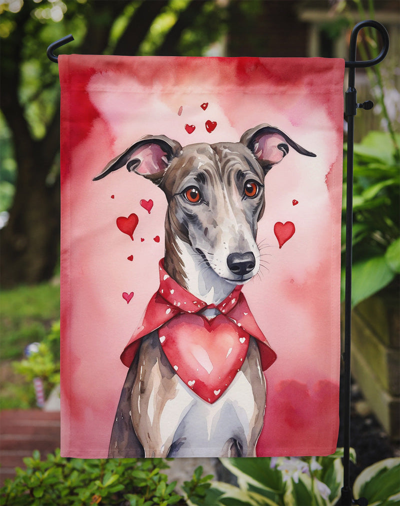 Greyhound My Valentine Garden Flag