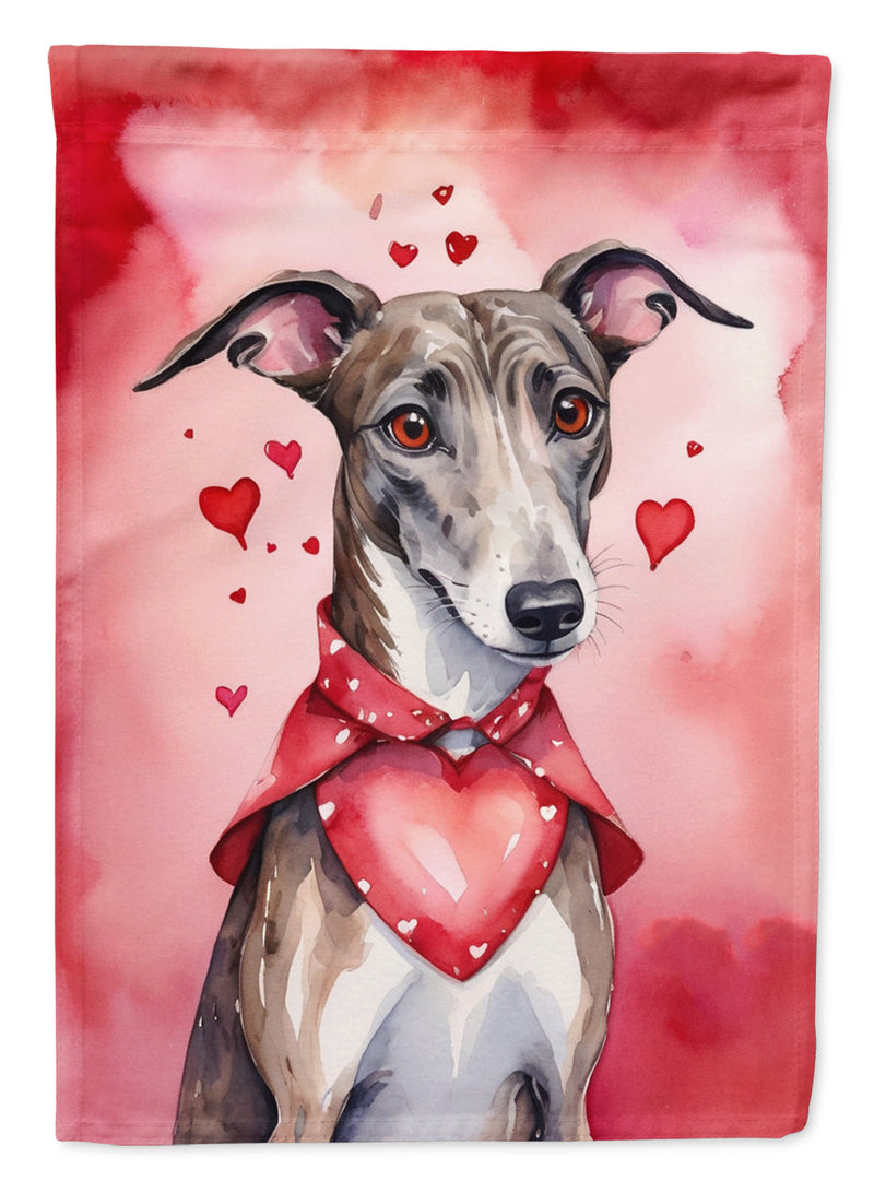 Greyhound My Valentine Garden Flag