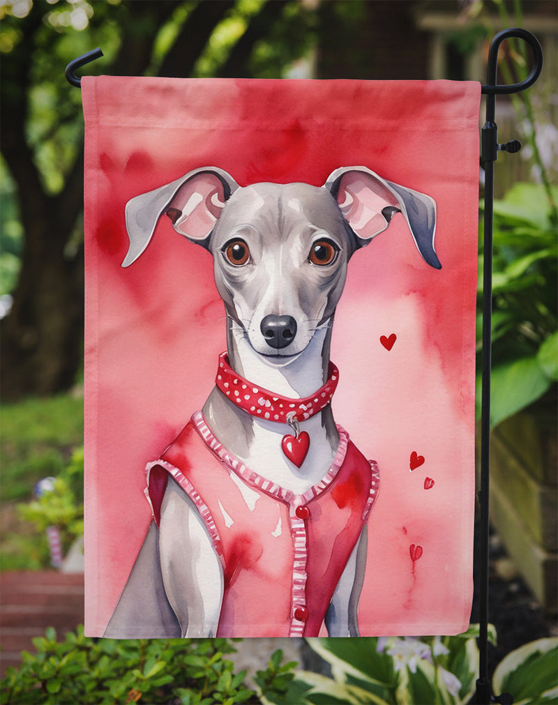 Italian Greyhound My Valentine Garden Flag