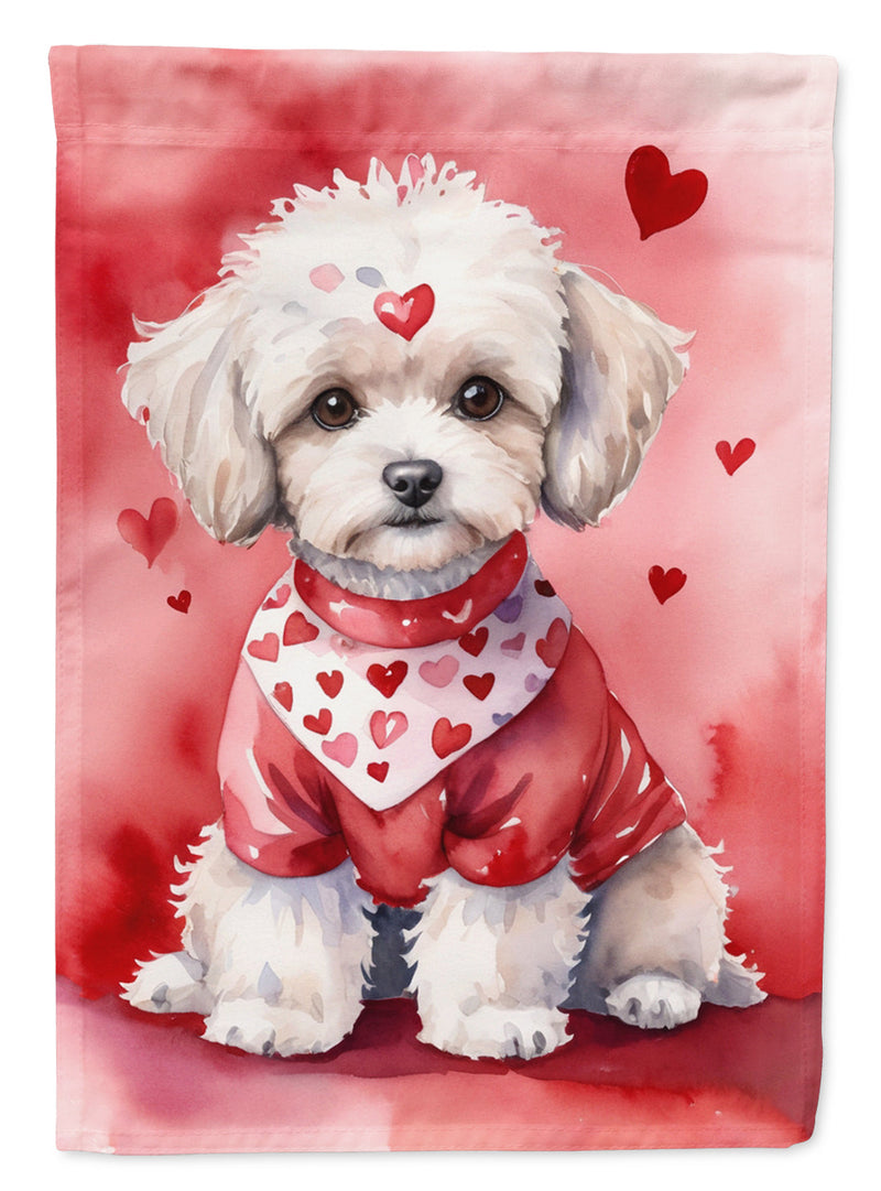 Maltipoo My Valentine House Flag