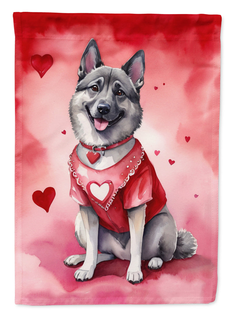 Norwegian Elkhound My Valentine House Flag