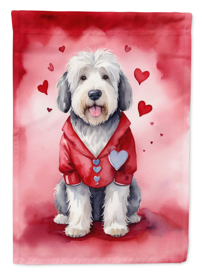 Old English Sheepdog My Valentine Garden Flag