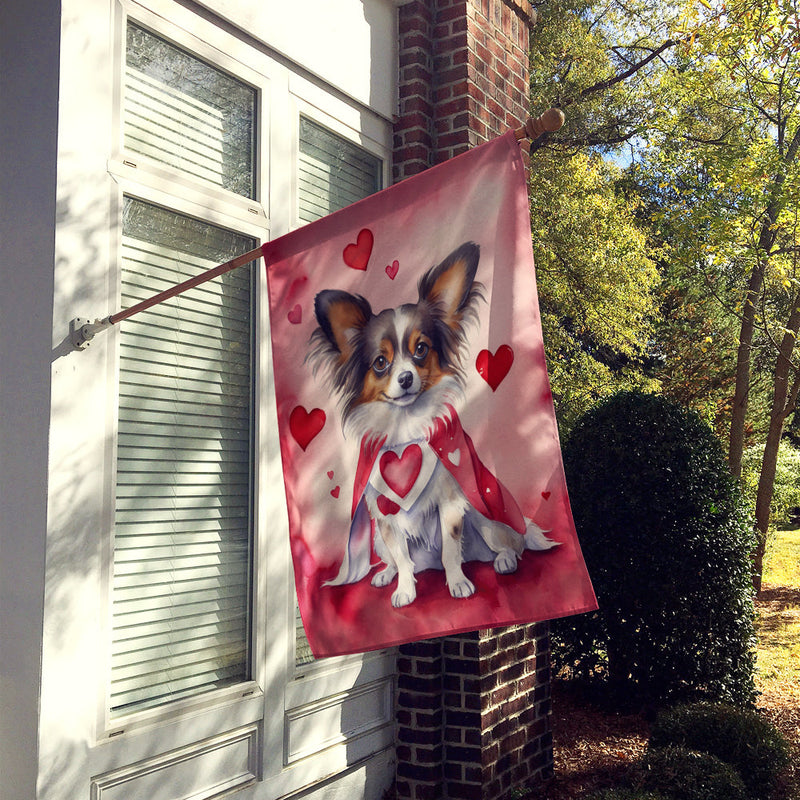 Papillon My Valentine House Flag