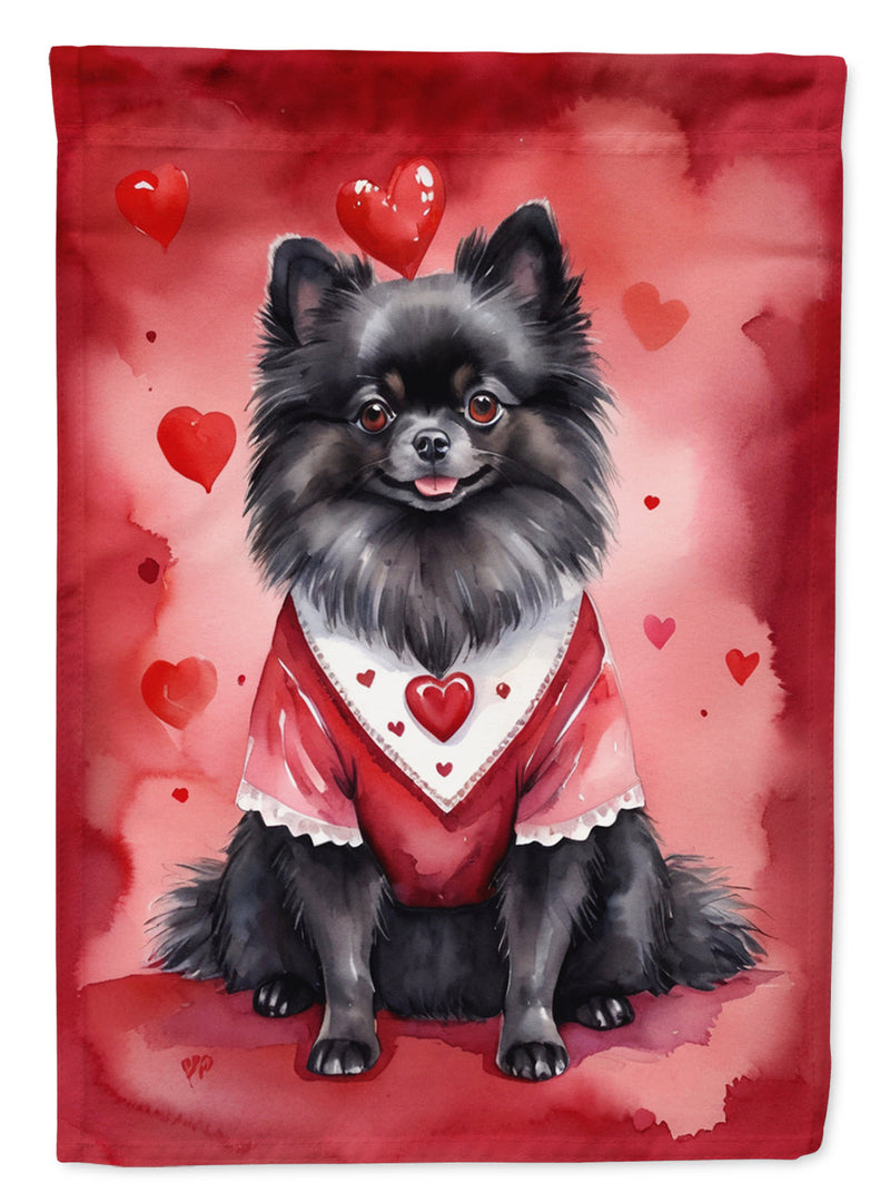 Pomeranian My Valentine House Flag