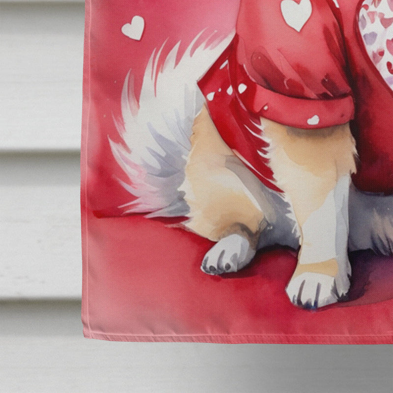 Pomeranian My Valentine House Flag