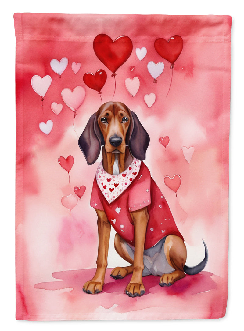 Redbone Coonhound My Valentine Garden Flag