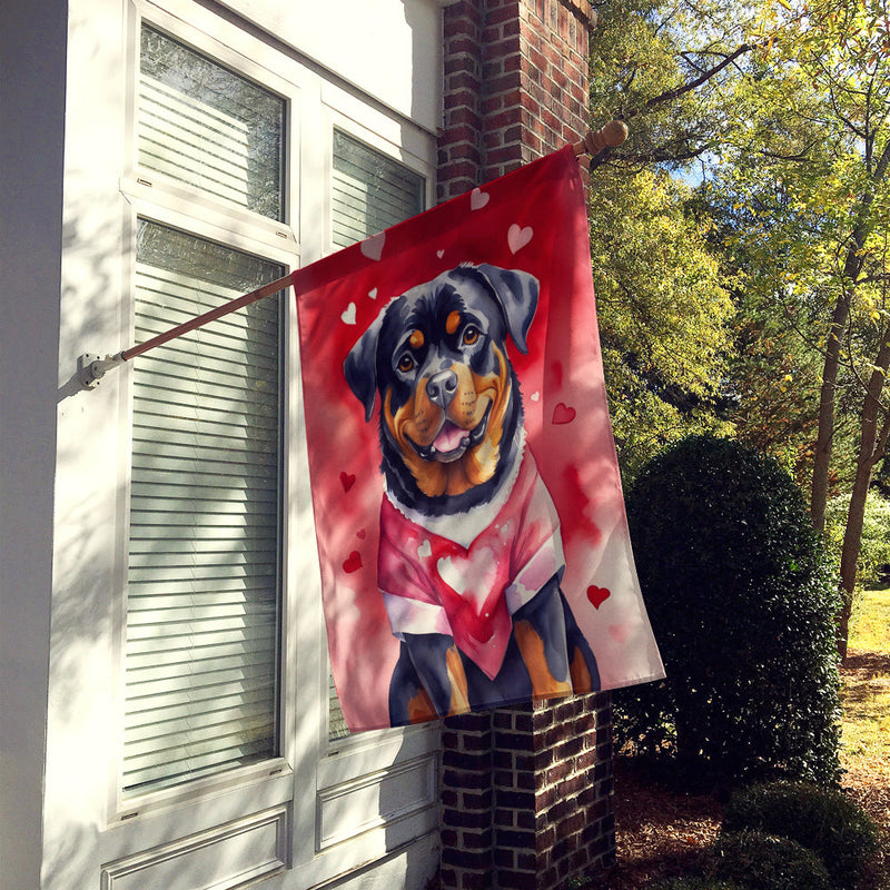 Rottweiler My Valentine House Flag