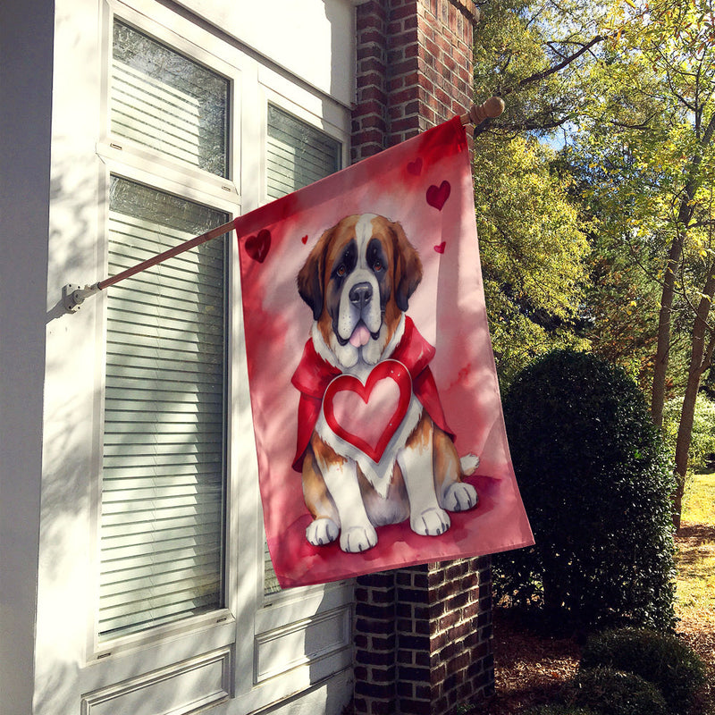 Saint Bernard My Valentine House Flag