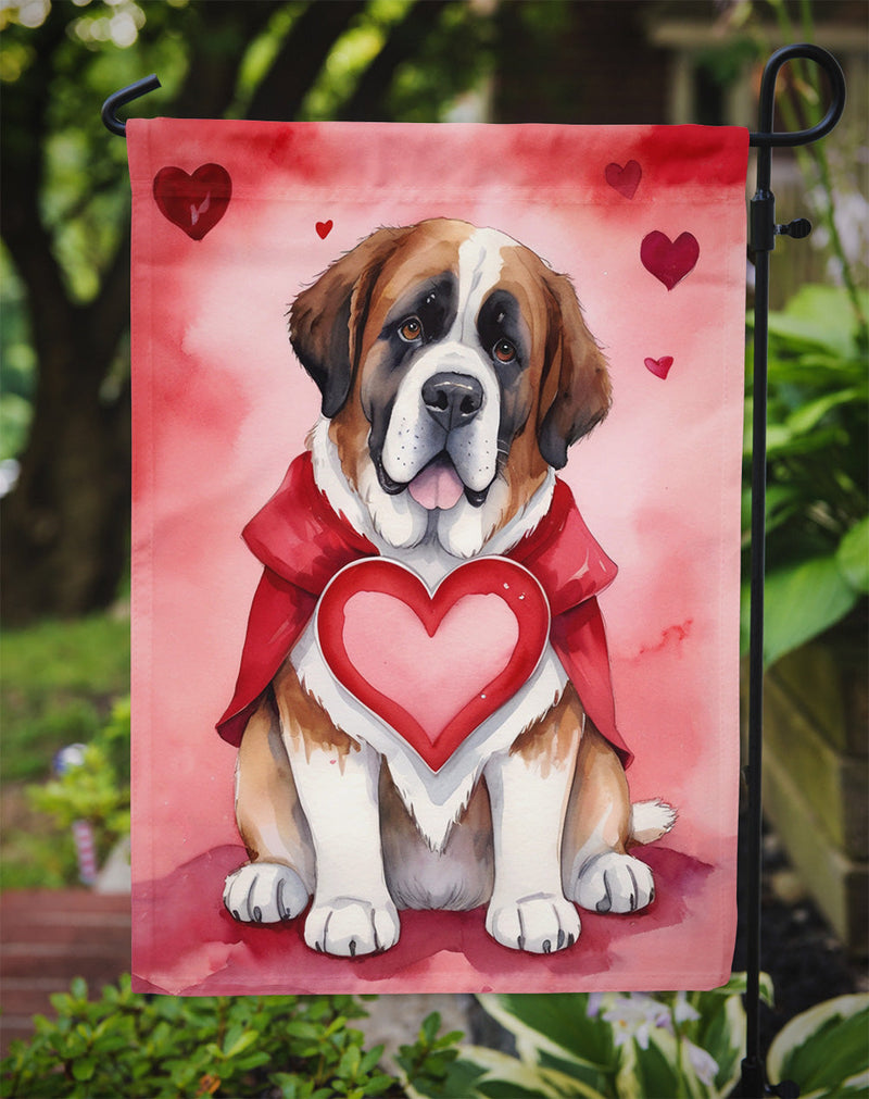 Saint Bernard My Valentine Garden Flag