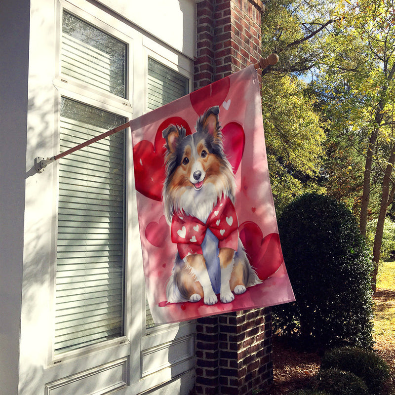 Sheltie My Valentine House Flag