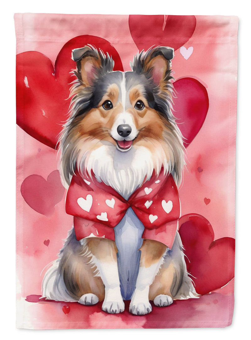 Sheltie My Valentine House Flag