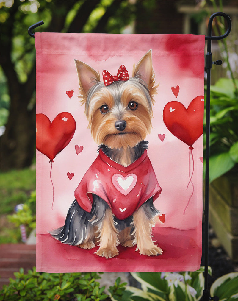 Silky Terrier My Valentine Garden Flag