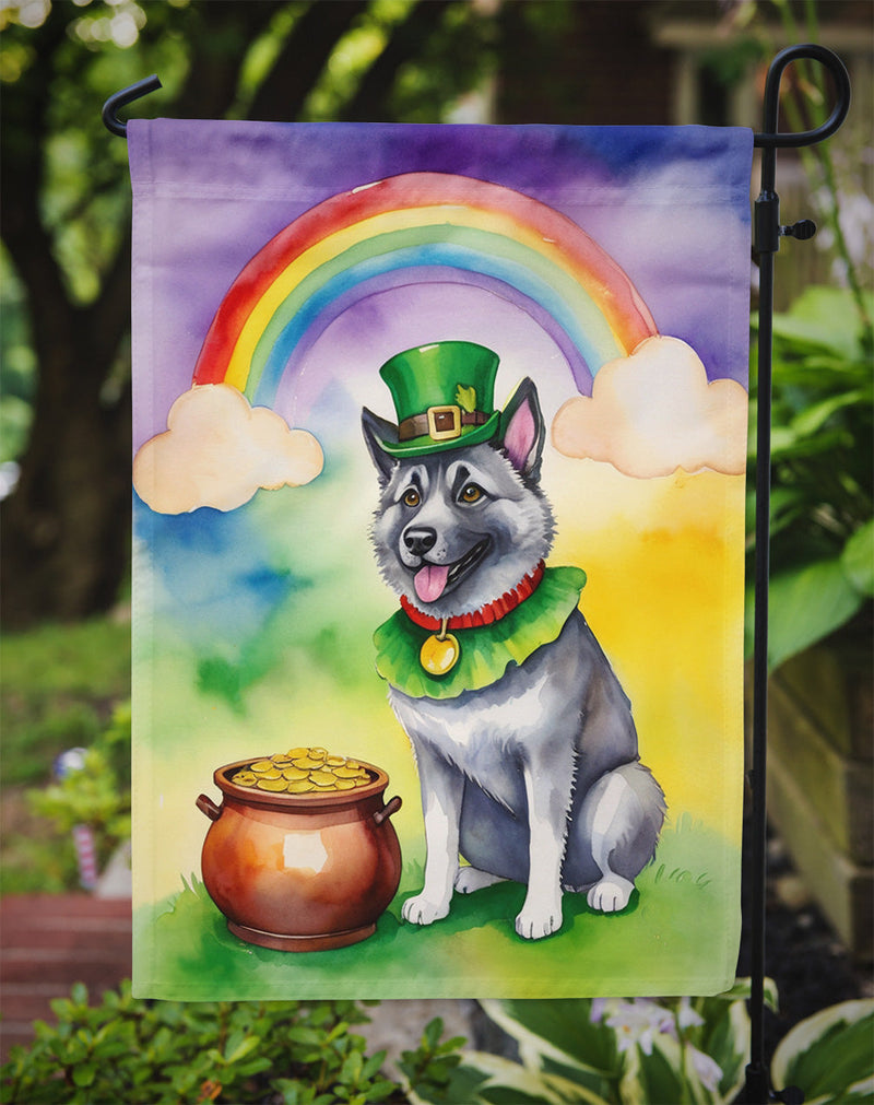 Norwegian Elkhound St Patrick's Day Garden Flag