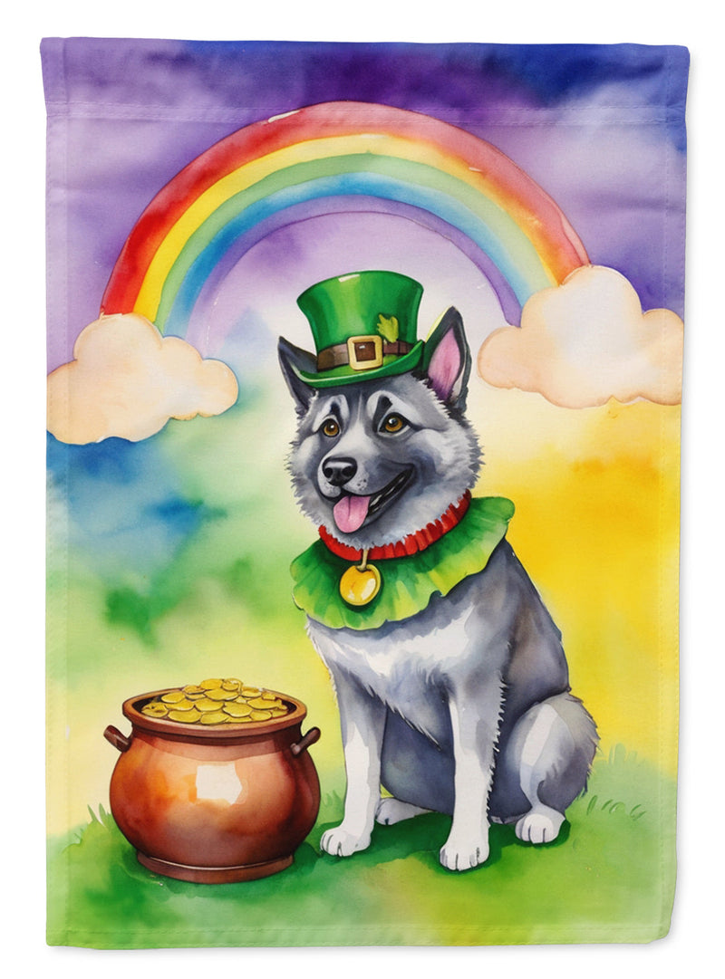 Norwegian Elkhound St Patrick's Day Garden Flag