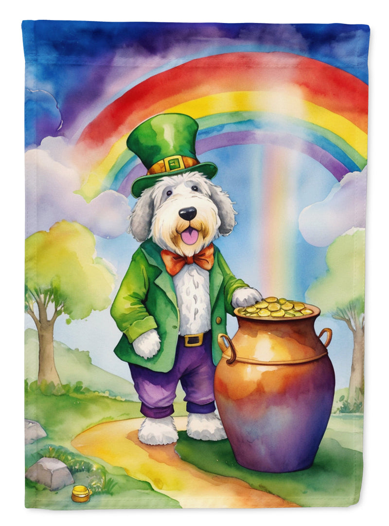 Old English Sheepdog St Patrick's Day House Flag