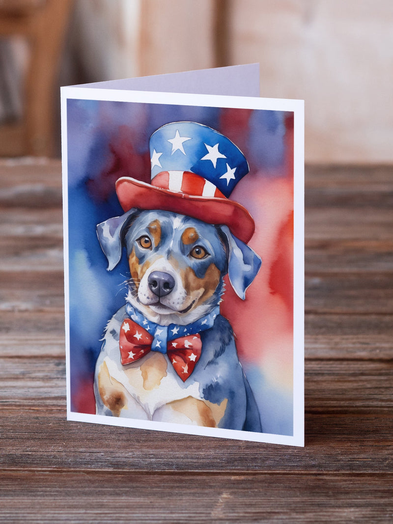 Catahoula Patriotic American Greeting Cards Pack of 8