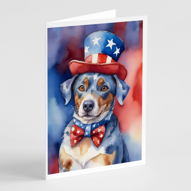 Catahoula Patriotic American Greeting Cards Pack of 8