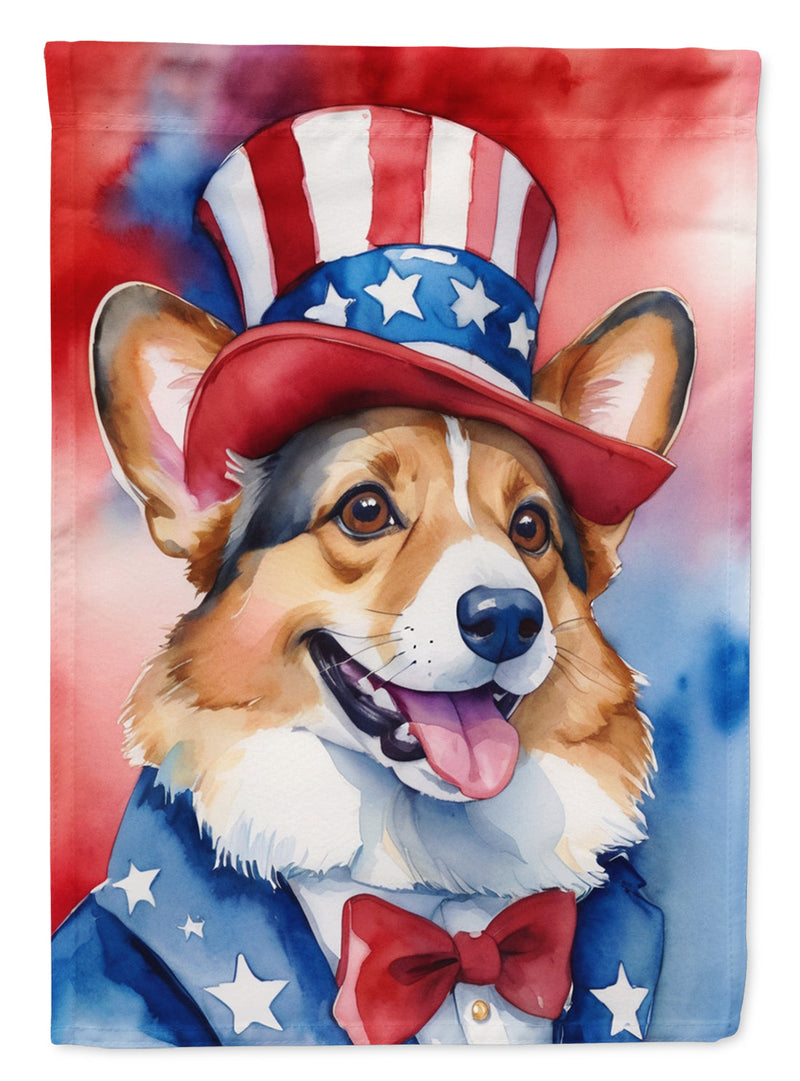 Corgi Patriotic American Garden Flag