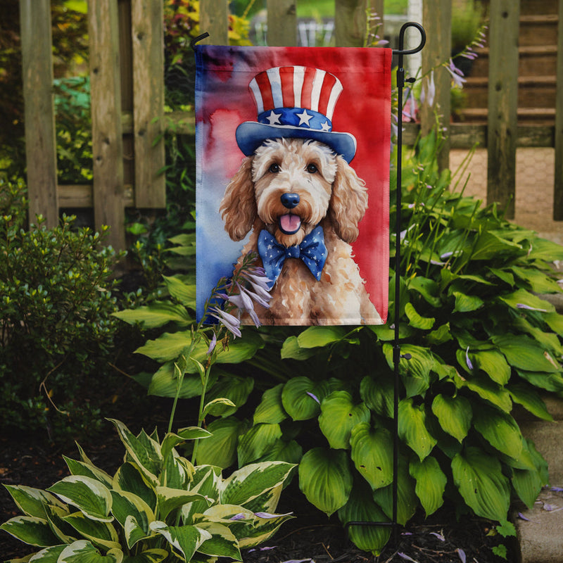 Goldendoodle Patriotic American Garden Flag