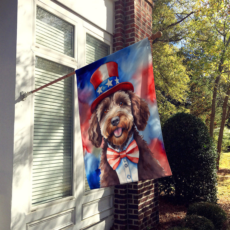 Labradoodle Patriotic American House Flag