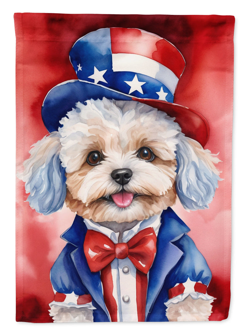 Maltipoo Patriotic American House Flag