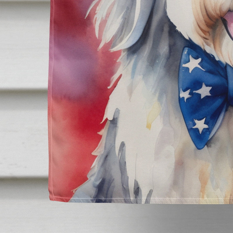 Old English Sheepdog Patriotic American House Flag