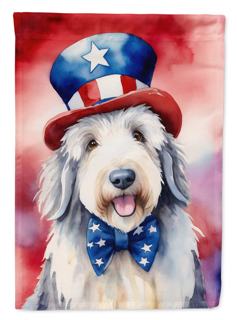 Old English Sheepdog Patriotic American House Flag