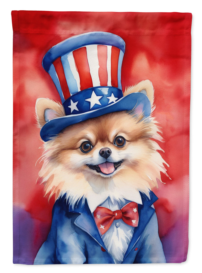 Pomeranian Patriotic American House Flag