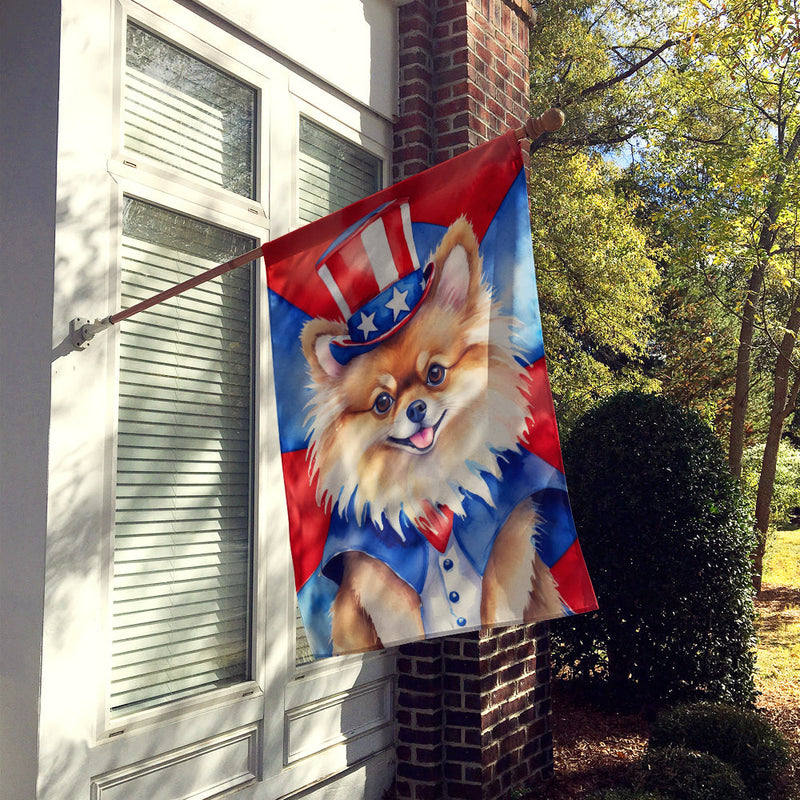 Pomeranian Patriotic American House Flag