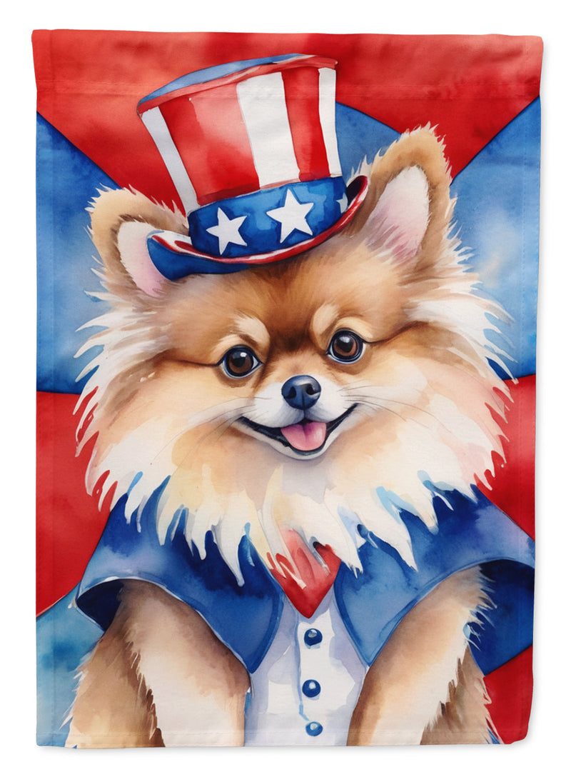 Pomeranian Patriotic American House Flag