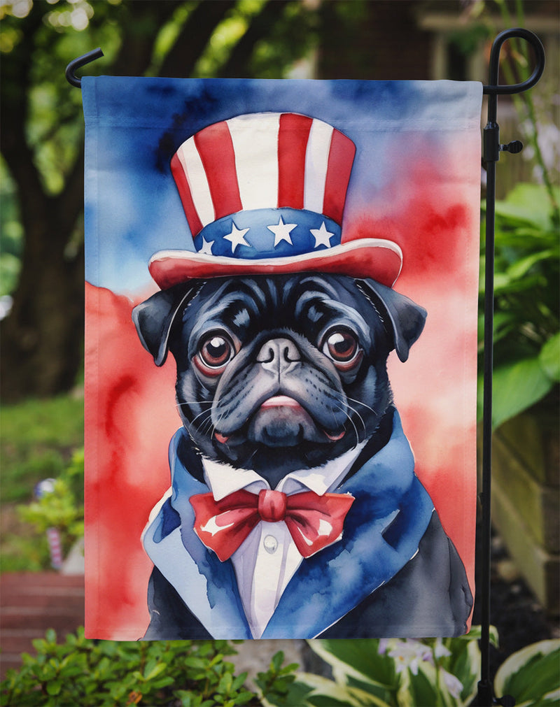 Pug Patriotic American Garden Flag