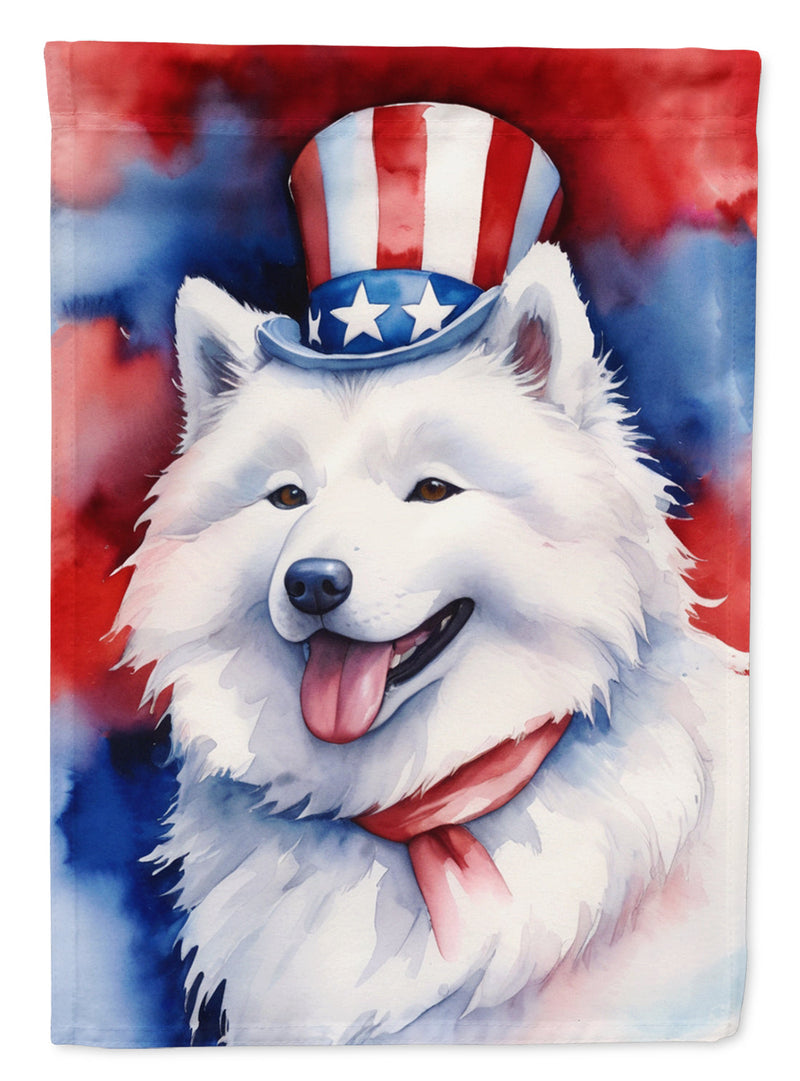 Samoyed Patriotic American House Flag