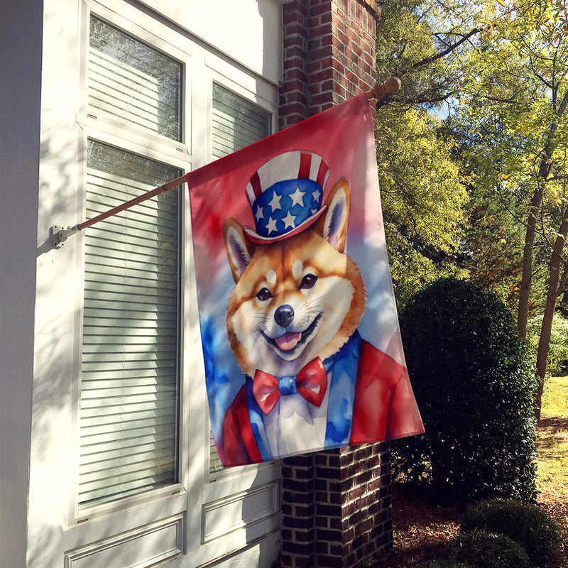 Shiba Inu Patriotic American House Flag