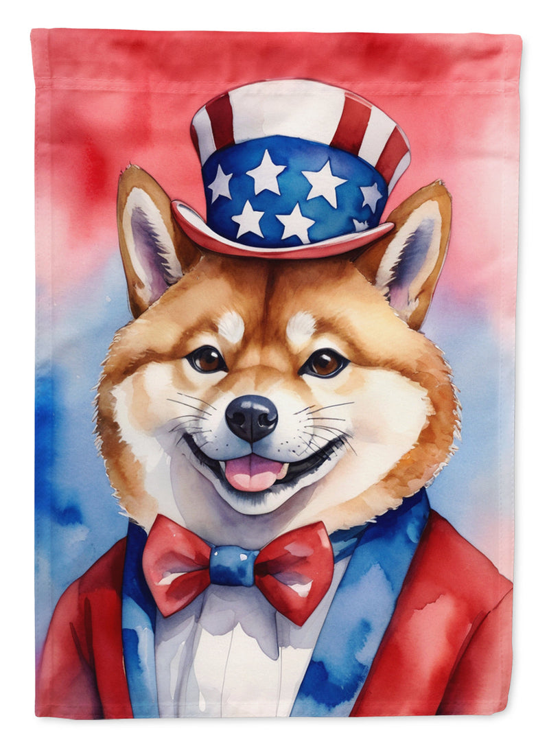 Shiba Inu Patriotic American House Flag