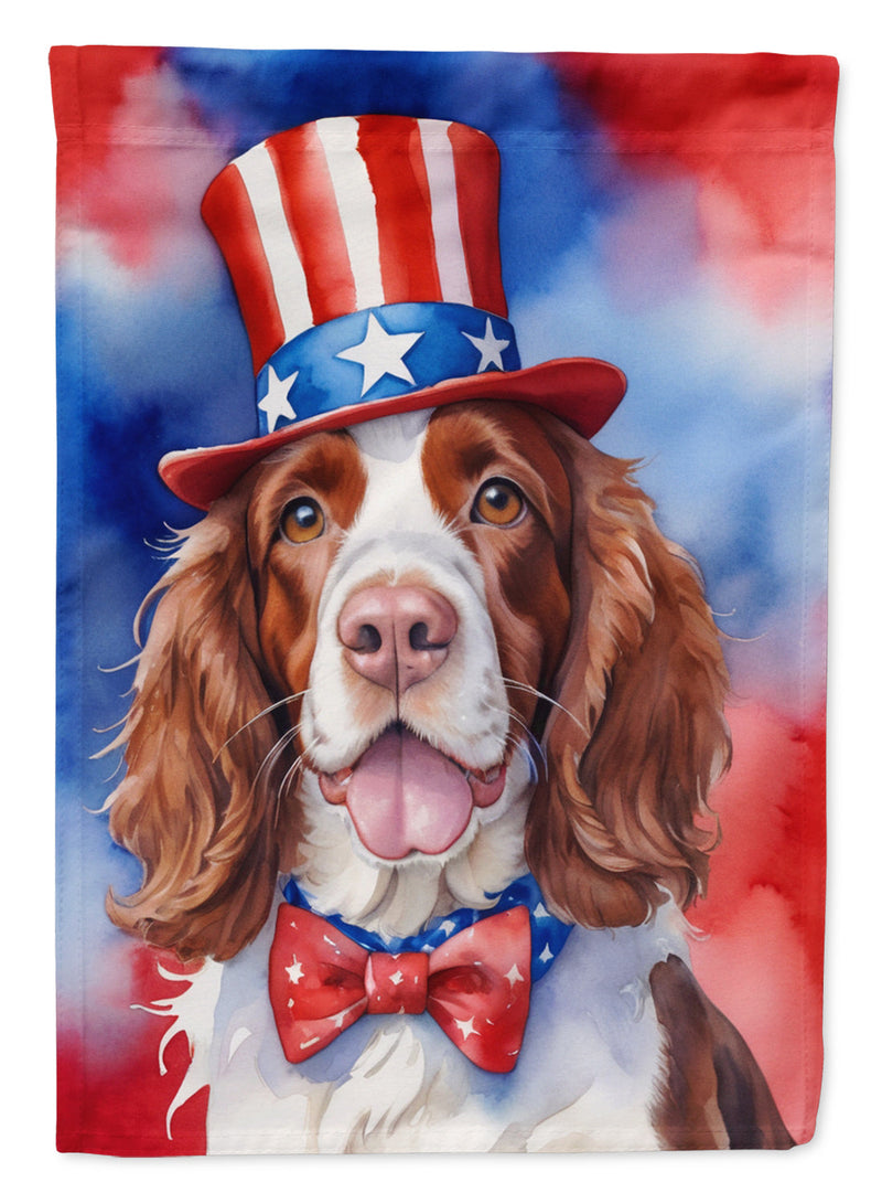 Welsh Springer Spaniel Patriotic American House Flag