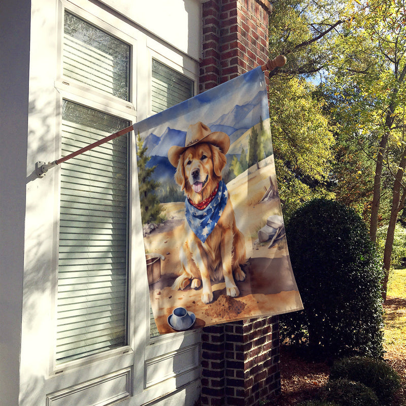 Golden Retriever Cowboy Welcome House Flag