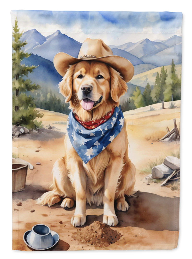 Golden Retriever Cowboy Welcome House Flag