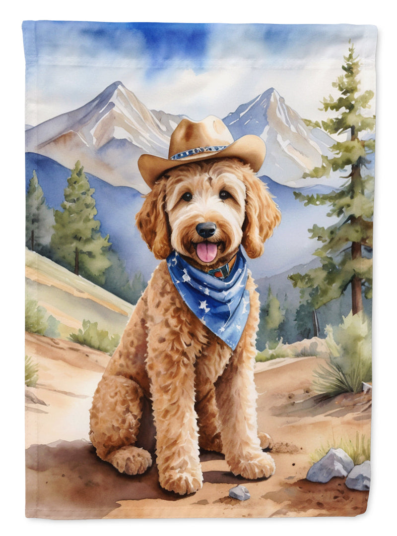 Goldendoodle Cowboy Welcome House Flag