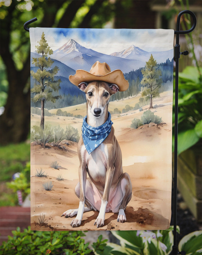 Greyhound Cowboy Welcome Garden Flag