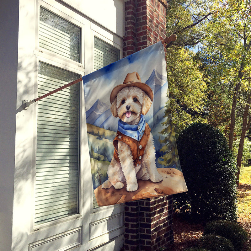 Maltipoo Cowboy Welcome House Flag