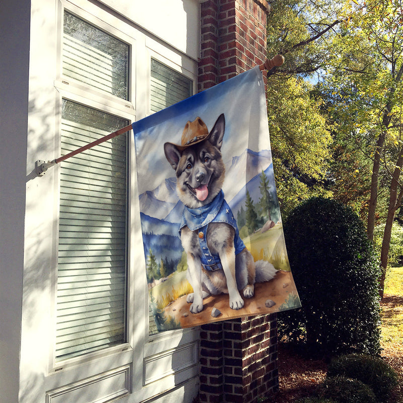 Norwegian Elkhound Cowboy Welcome House Flag