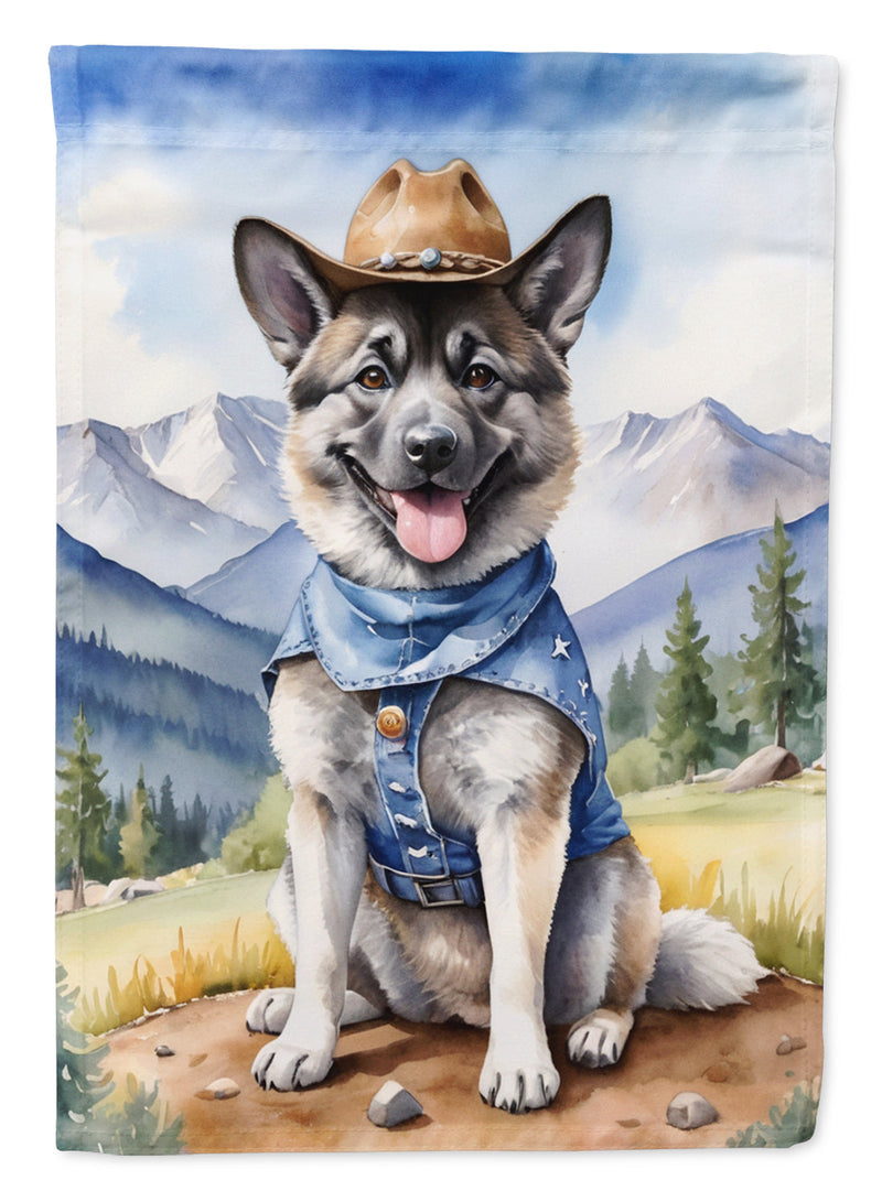 Norwegian Elkhound Cowboy Welcome House Flag