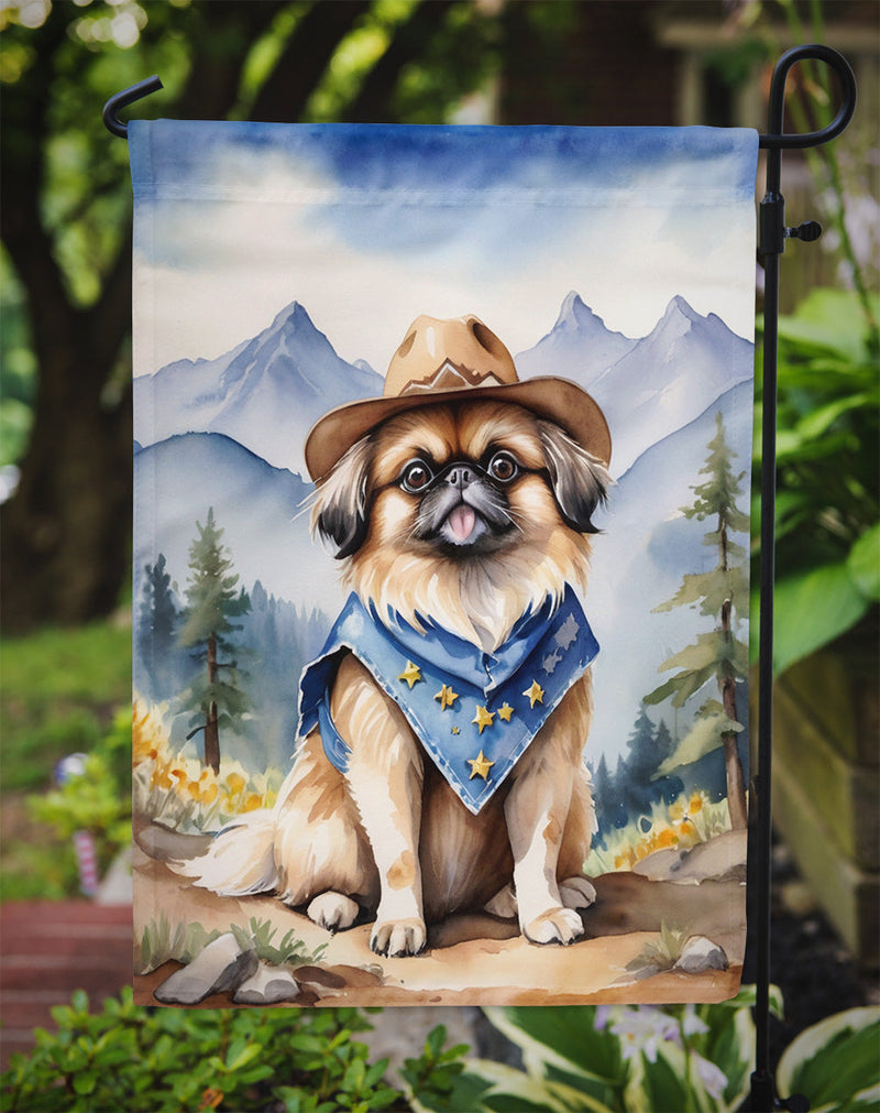 Pekingese Cowboy Welcome Garden Flag