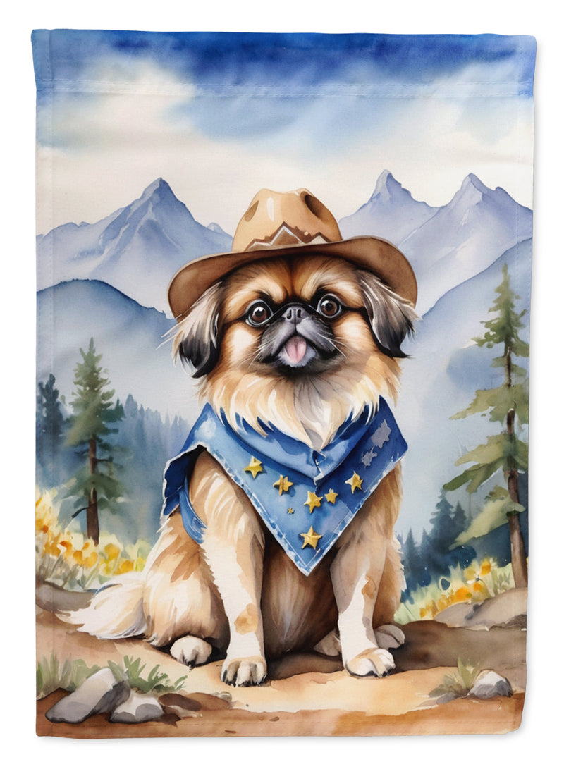 Pekingese Cowboy Welcome Garden Flag